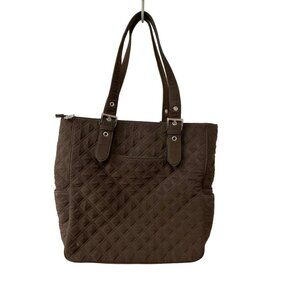 Vera Bradley Brown Quilted Microfiber Large Tote Classic Bag